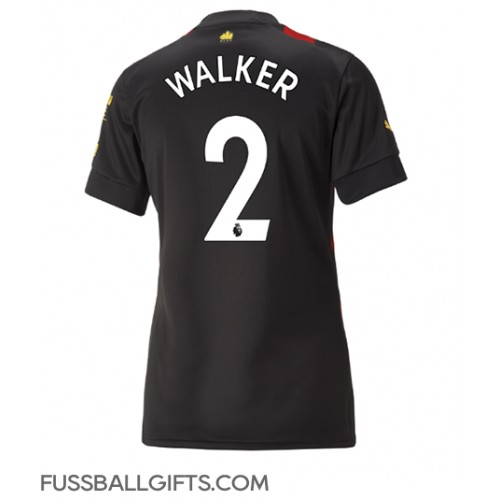 Manchester City Kyle Walker #2 Fußballbekleidung Auswärtstrikot Damen 2022-23 Kurzarm